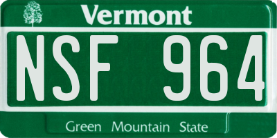 VT license plate NSF964
