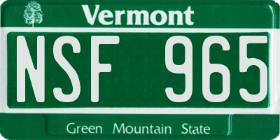 VT license plate NSF965