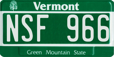 VT license plate NSF966