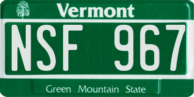 VT license plate NSF967