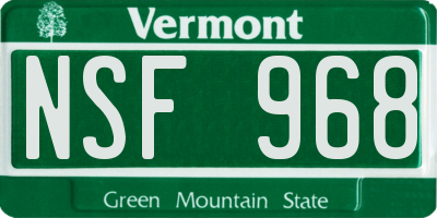 VT license plate NSF968