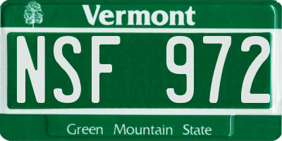VT license plate NSF972