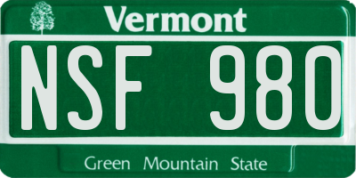 VT license plate NSF980