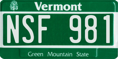 VT license plate NSF981