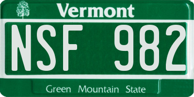 VT license plate NSF982