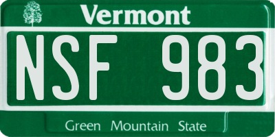 VT license plate NSF983