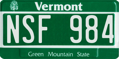 VT license plate NSF984
