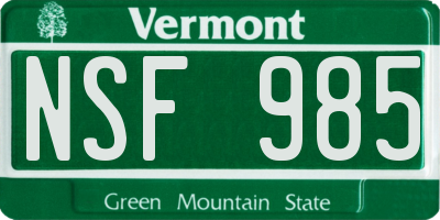 VT license plate NSF985
