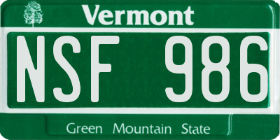 VT license plate NSF986