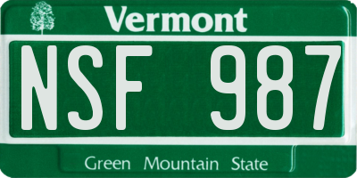 VT license plate NSF987