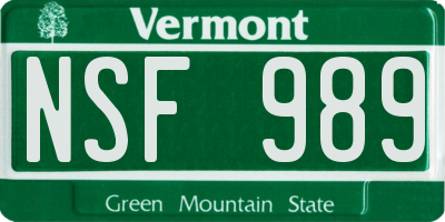 VT license plate NSF989