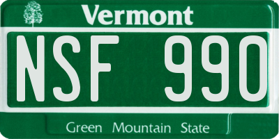 VT license plate NSF990