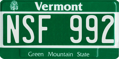 VT license plate NSF992