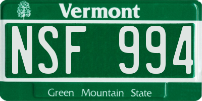 VT license plate NSF994