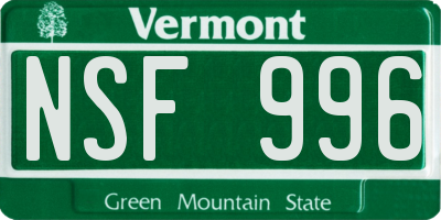 VT license plate NSF996
