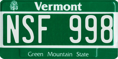 VT license plate NSF998