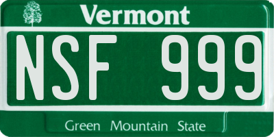VT license plate NSF999