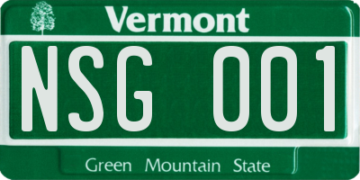 VT license plate NSG001
