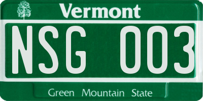 VT license plate NSG003