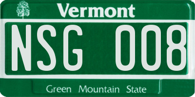 VT license plate NSG008