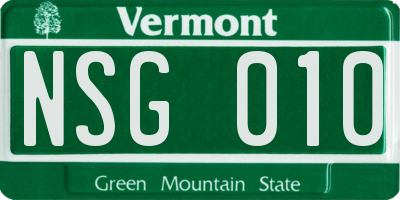 VT license plate NSG010