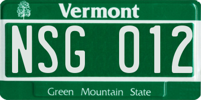 VT license plate NSG012