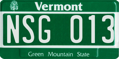 VT license plate NSG013