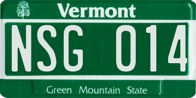 VT license plate NSG014