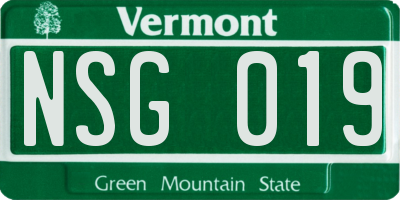 VT license plate NSG019