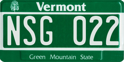 VT license plate NSG022