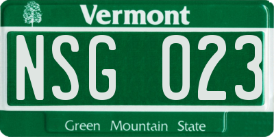 VT license plate NSG023