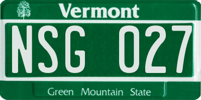 VT license plate NSG027