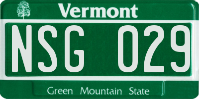 VT license plate NSG029