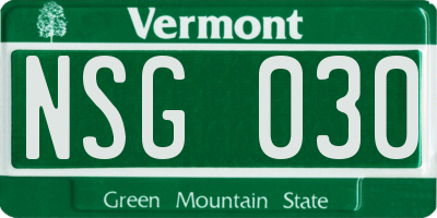 VT license plate NSG030
