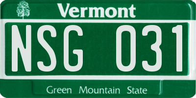 VT license plate NSG031