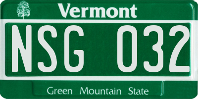 VT license plate NSG032