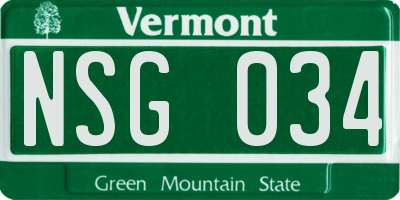 VT license plate NSG034