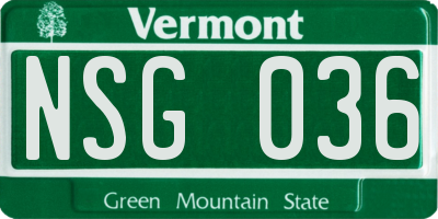 VT license plate NSG036