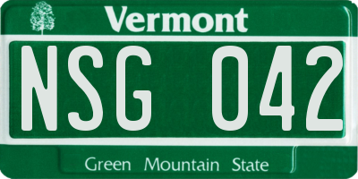 VT license plate NSG042