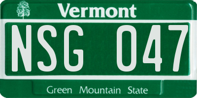 VT license plate NSG047