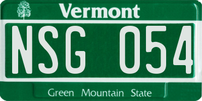 VT license plate NSG054