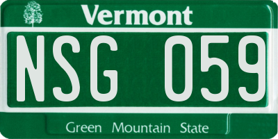 VT license plate NSG059