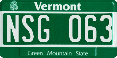 VT license plate NSG063