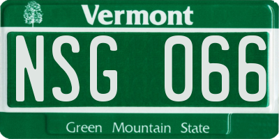 VT license plate NSG066