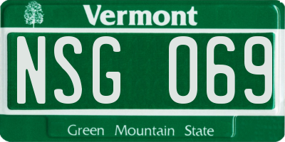 VT license plate NSG069