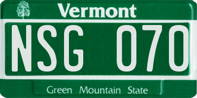 VT license plate NSG070