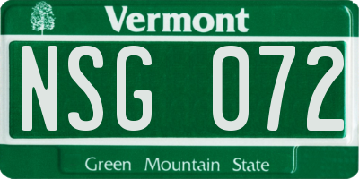 VT license plate NSG072