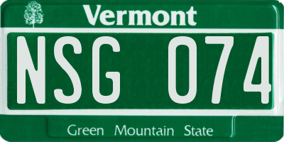 VT license plate NSG074