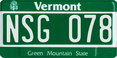 VT license plate NSG078