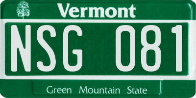 VT license plate NSG081
